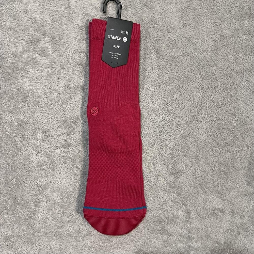 Stance Icon Socks Mens Medium Pink Magenta Casual Crew Mid Cushion Cotton Blend